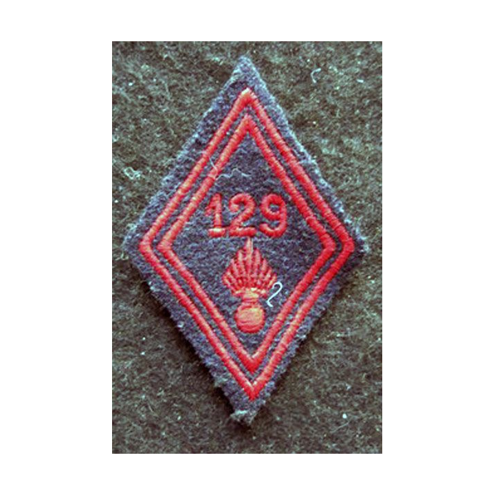 LOSANGE DE BRAS MODÈLE 45 : modèle troupe 129° régiment d'infanterie (1960)