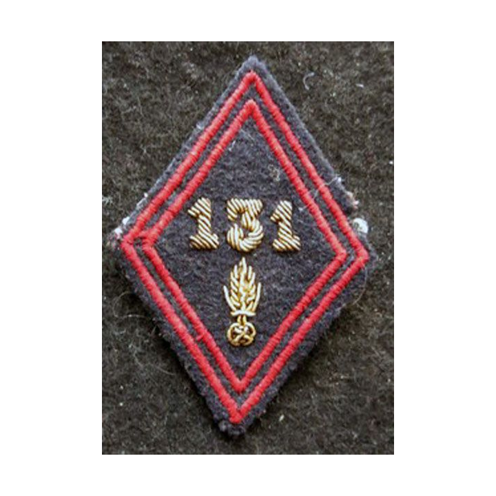 LOSANGE DE BRAS MODÈLE 45 : modèle officiers 131° régiment d'infanterie en cannetille
