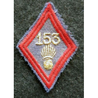 LOSANGE DE BRAS MODÈLE 45 : modèle sous officiers 153° régiment d'infanterie tissus OM