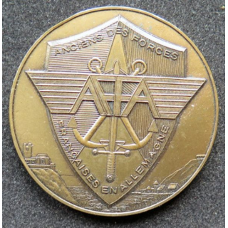 Médaille en bronze des anciens des forces françaises en Allemagne diamètre 5 cm