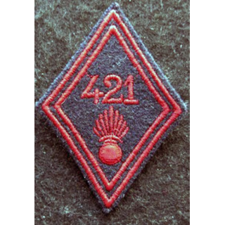 LOSANGE DE BRAS MODÈLE 45 : modèle troupe 421° régiment d'infanterie /Centre mobilisateur Romainville