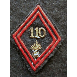 LOSANGE DE BRAS MODÈLE 45 : modèle officier 110° régiment d'infanterie en cannetille
