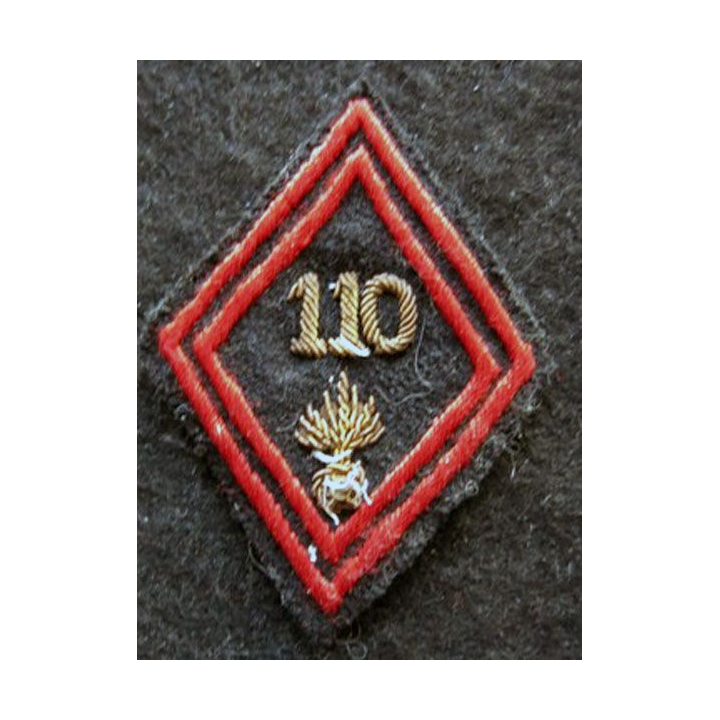 LOSANGE DE BRAS MODÈLE 45 : modèle officier 110° régiment d'infanterie en cannetille