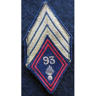 LOSANGE DE BRAS MODÈLE 45 : modèle sergent chef 93° régiment d'infanterie