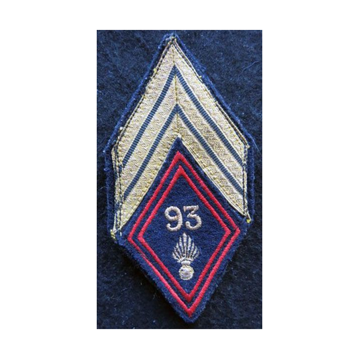 LOSANGE DE BRAS MODÈLE 45 : modèle sergent chef 93° régiment d'infanterie