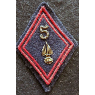 LOSANGE DE BRAS MODÈLE 45 : modèle officier 5° régiment d'infanterie en cannetille