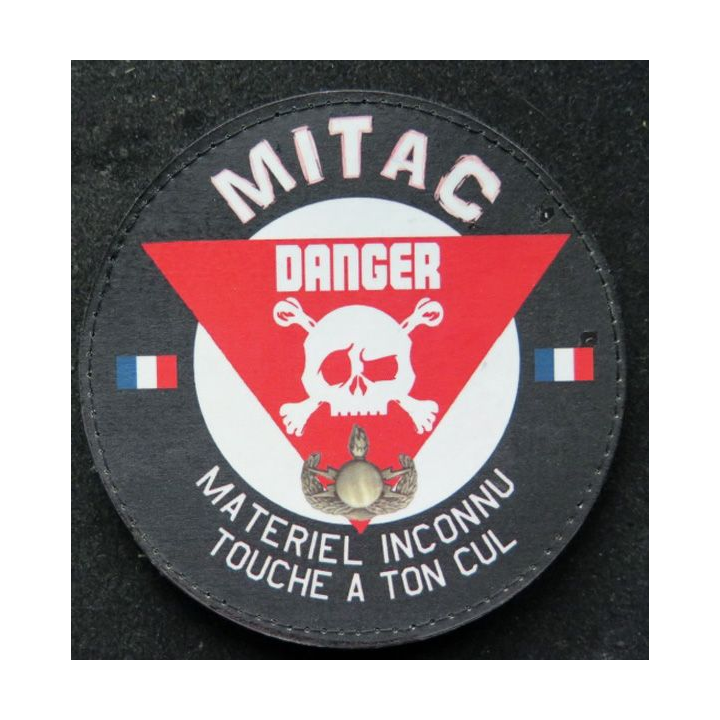 NEDEX : insigne tissu MITAC matériel inconnu touche à ton ... diamètre 9 cm