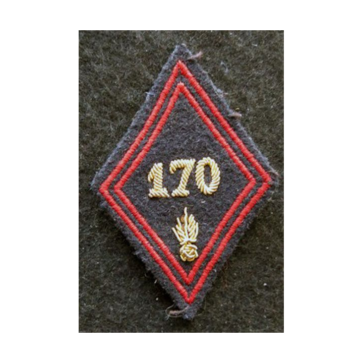 LOSANGE DE BRAS MODÈLE 45 : modèle officiers 170° régiment d'infanterie en cannetille