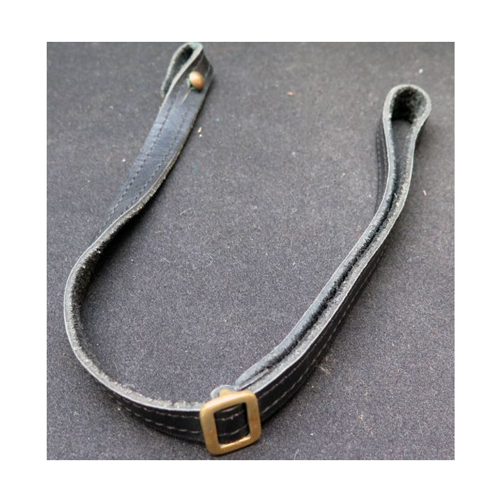 jugulaire en cuir de casque de la gendarmerie de longueur 55 cm déplié