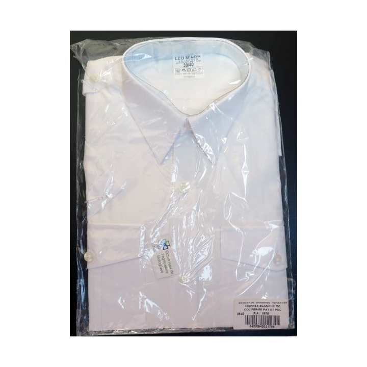 Chemise blanche neuve manche courte Léo Minor taille 39-40