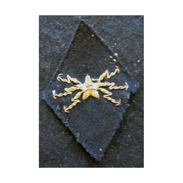 LOSANGE DE BRAS MODÈLE 45 : Ecusson officier du corps des télégraphistes coloniaux en cannetille période 1946-1950