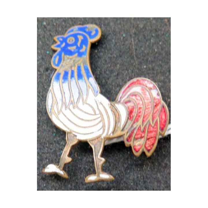 très vieil insigne de coq émaillé aux couleurs de la France