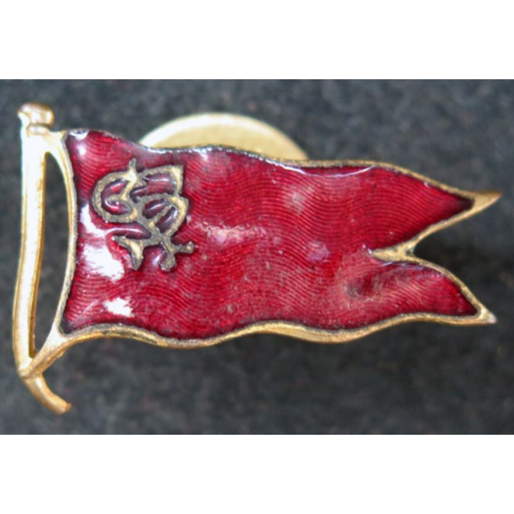 PS : insigne boutonnière du drapeau émaillé rouge du parti socialiste 