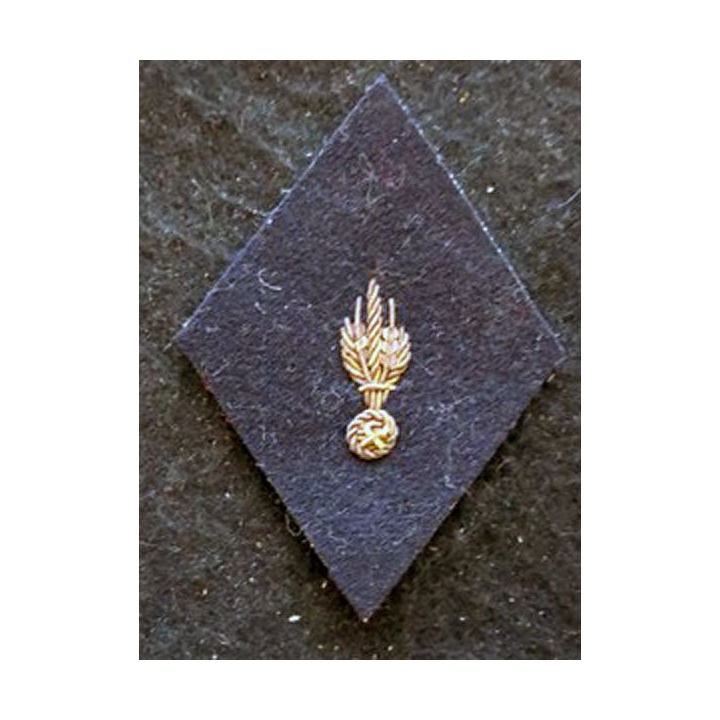 LOSANGE DE BRAS MODÈLE 45 : Ecusson modèle sous officiers PFAT du Recrutement  tenue hiver1958 en cannetille argent