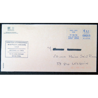 Enveloppe de la Direction Interrégionale de la Police judiciaire à Lille, antenne de Creil