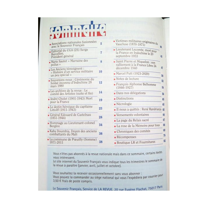 Le Souvenir Français N° 523 : bulletin Juillet 2021