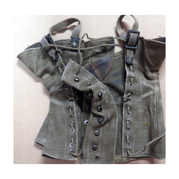 MILITARIA : paire de guêtres en toile kaki modèle US ? 1938 ?