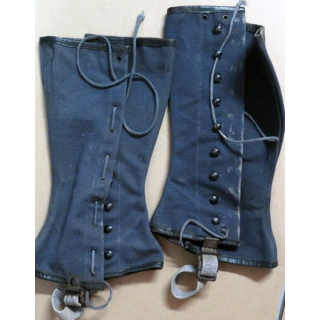 MILITARIA : paire de guêtres en toile noire  gendarmerie modèle 1950