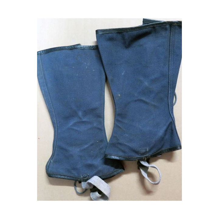 MILITARIA : paire de guêtres en toile noire  gendarmerie modèle 1950