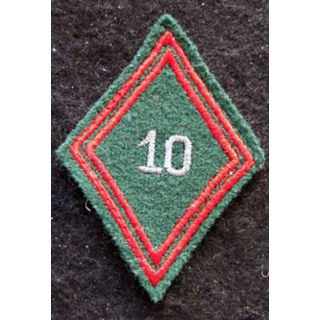 LOSANGE DE BRAS MODÈLE 45 : Ecusson sous officiers de la 10° compagnie régionale du Train (10° CRT) 1952