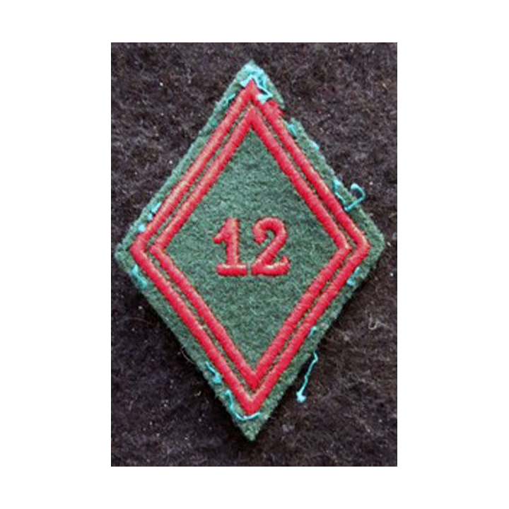 LOSANGE DE BRAS MODÈLE 45 : Ecusson troupe de la 12° compagnie régionale du Train  (12° CRT)  Tunisie 1954
