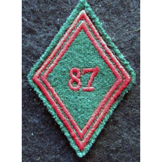 LOSANGE DE BRAS MODÈLE 45 : Ecusson troupe du 87° régiment de soutien 1972 Mulhouse