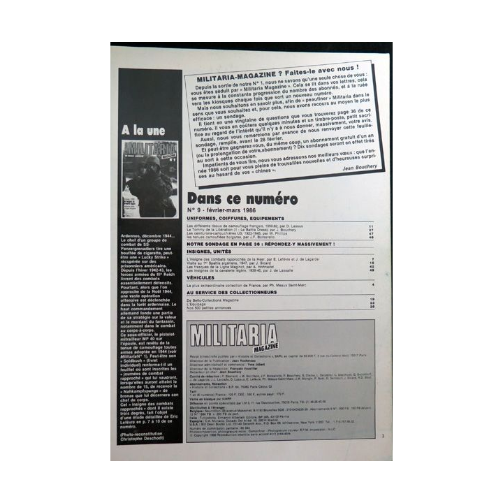 MILITARIA Magazine n° 9 de février mars 86 insignes de cavalerie légère