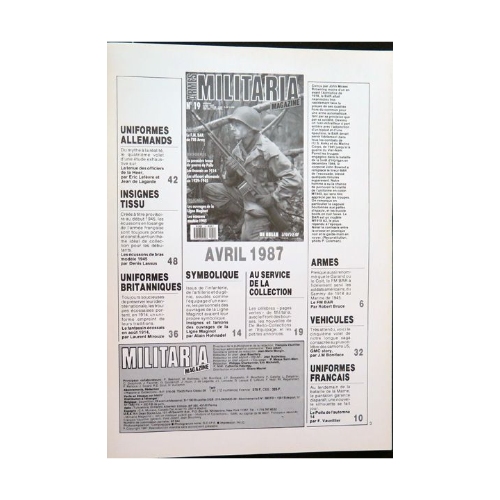 ARMES MILITARIA Magazine n° 19 d'avril 1987 sur les ouvrages de la ligne Maginot