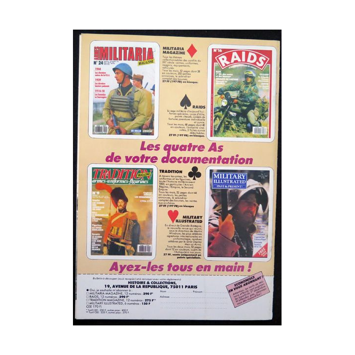 ARMES MILITARIA Magazine n° 29 1988 sur les insignes des Tabors