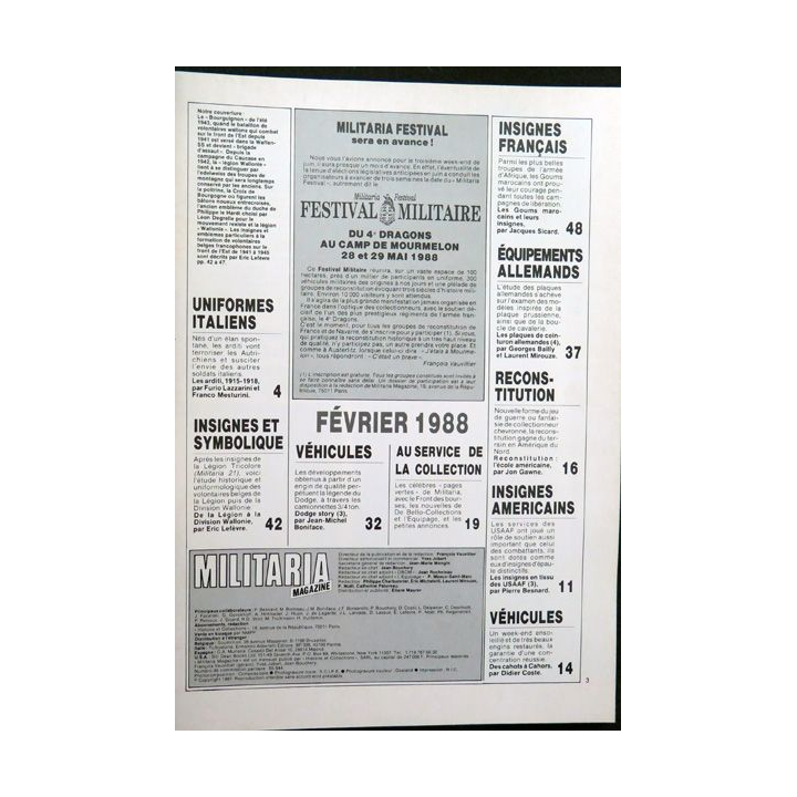 ARMES MILITARIA Magazine n° 29 1988 sur les insignes des Tabors