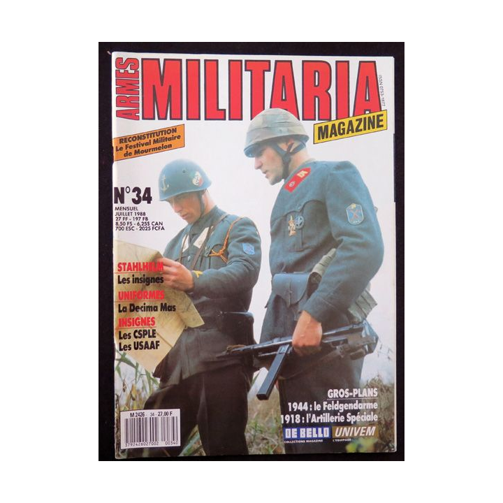 ARMES MILITARIA Magazine n° 34 de Juillet 1988 sur les insignes CSPLE
