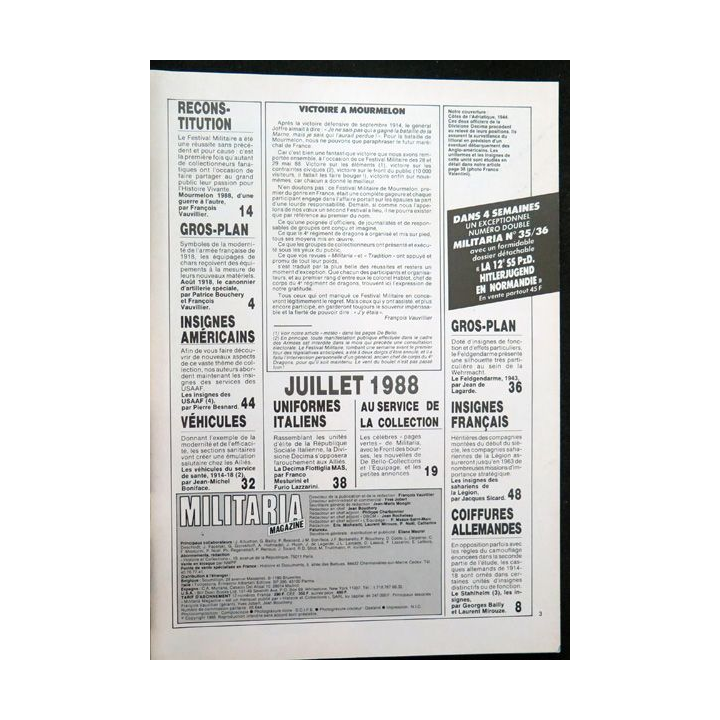 ARMES MILITARIA Magazine n° 34 de Juillet 1988 sur les insignes CSPLE