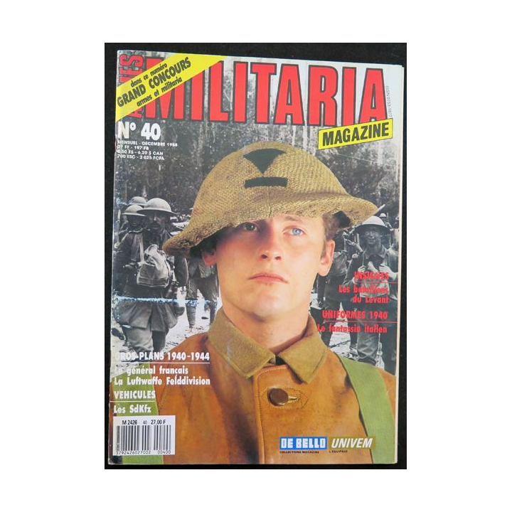 ARMES MILITARIA Magazine n° 40 1988 sur le Général français 1940-1944