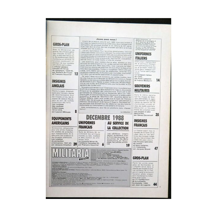 ARMES MILITARIA Magazine n° 40 1988 sur le Général français 1940-1944