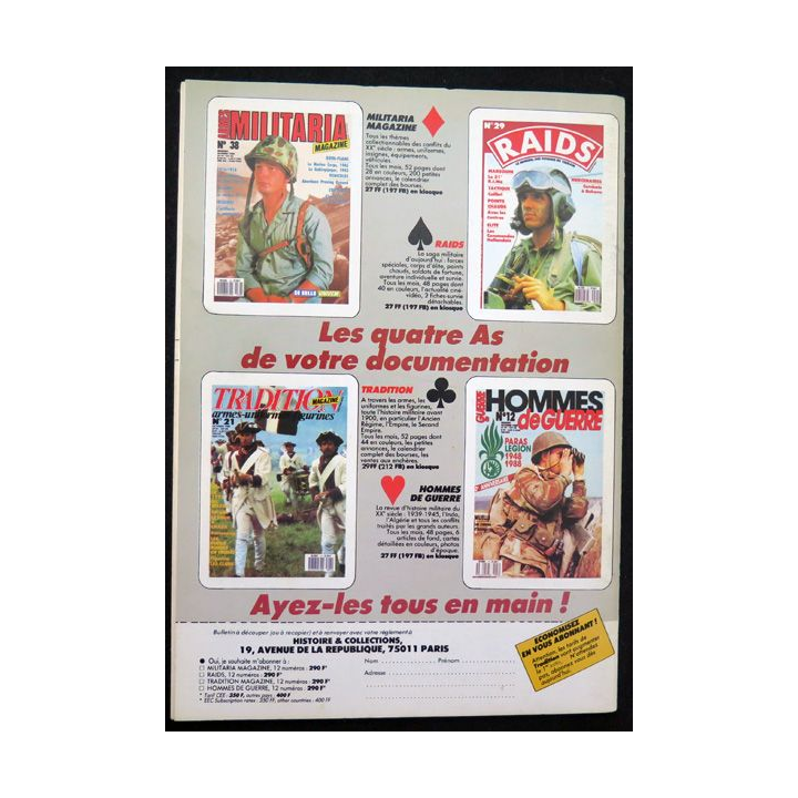 ARMES MILITARIA Magazine n° 41 de janvier 1989 sur le mitrailleur RAF