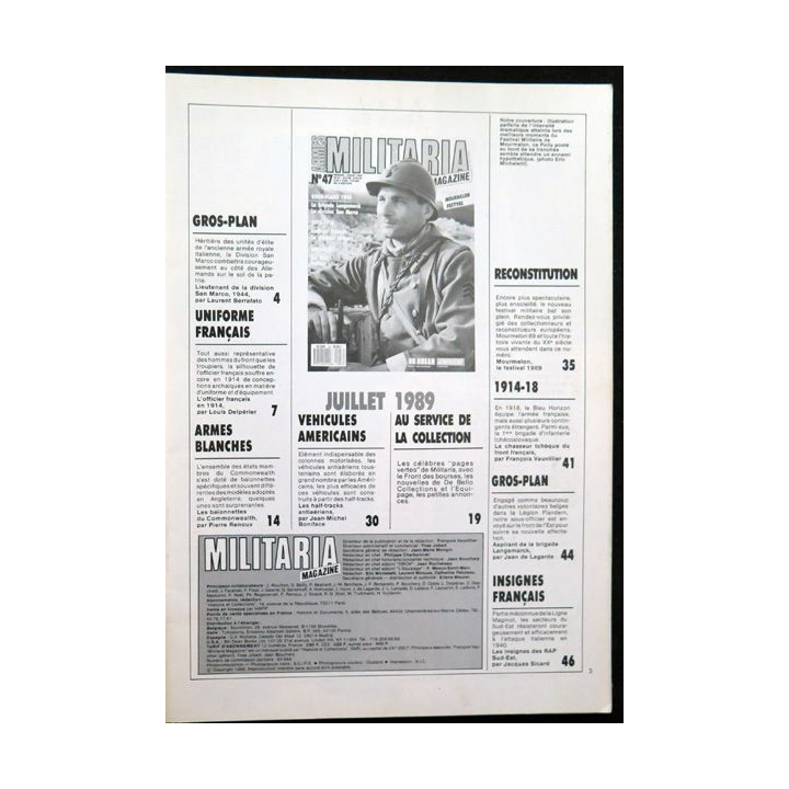 ARMES MILITARIA Magazine n° 47 de juillet 1989 sur les insignes des RAP