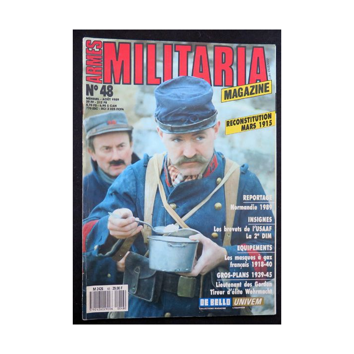 ARMES MILITARIA Magazine n° 48 de août 1989 sur les insignes de la 2° DIM