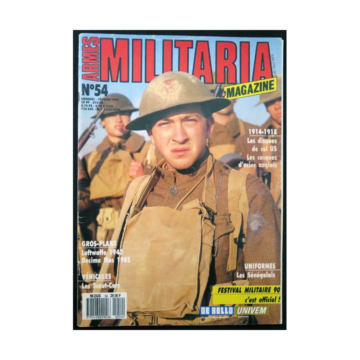 ARMES MILITARIA Magazine n° 54 de février 1990 sur les Sénégalais