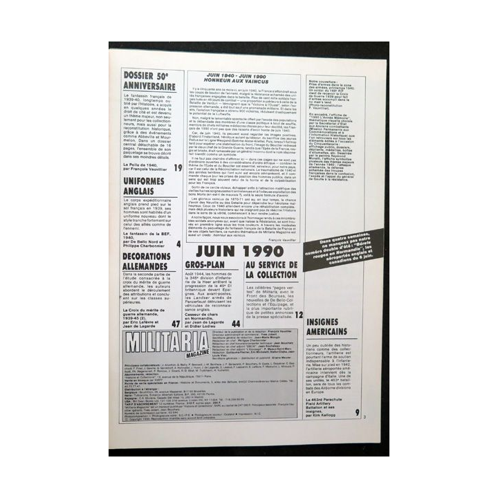 ARMES MILITARIA Magazine n° 58 de juin 1990 sur les Poilus de 1940