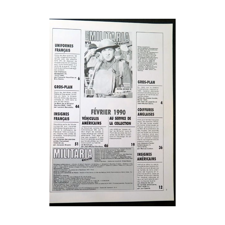 ARMES MILITARIA Magazine n° 54 de février 1990 sur les Sénégalais