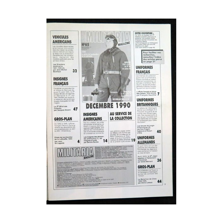 ARMES MILITARIA Magazine n° 65 1990  insignes de la 3° DB 1941-1945