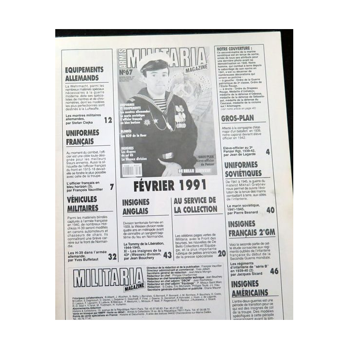 ARMES MILITARIA Magazine n° 67 de février 1991 sur les insignes de col US
