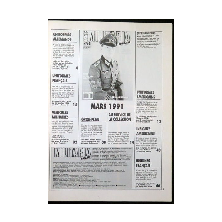 ARMES MILITARIA Magazine n° 68 de mars 1991 sur les insignes de la cavalerie du Levant