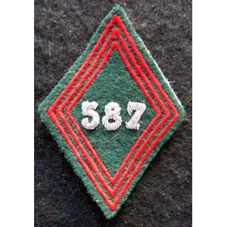LOSANGE DE BRAS MODÈLE 45 : Ecusson officiers du 587° Bataillon du Train (587° BT) Alger 1957
