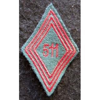 LOSANGE DE BRAS MODÈLE 45 : Ecusson troupe du 511° Groupe de Transport (511° GT) INDO 1956 (variante)