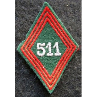 LOSANGE DE BRAS MODÈLE 45 : Ecusson sous officiers du 511° Groupe de Transport Lourd (511° GTL) 1975