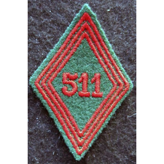 LOSANGE DE BRAS MODÈLE 45 : Ecusson troupe du 511° Groupe de Transport Lourd (511° GTL) 1975