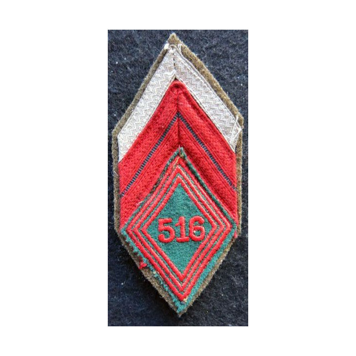 LOSANGE DE BRAS MODÈLE 45 : Ecusson de caporal du 516° Groupe de Transport (516° GT) INDO 1950