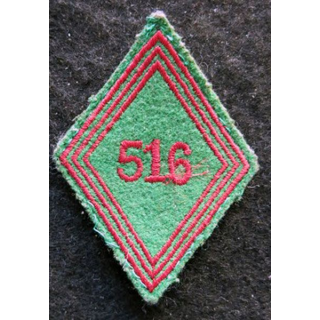 LOSANGE DE BRAS MODÈLE 45 : Ecusson troupe 101° escadron porte-chars du 516° régiment du Train (516° RT) DAGUET