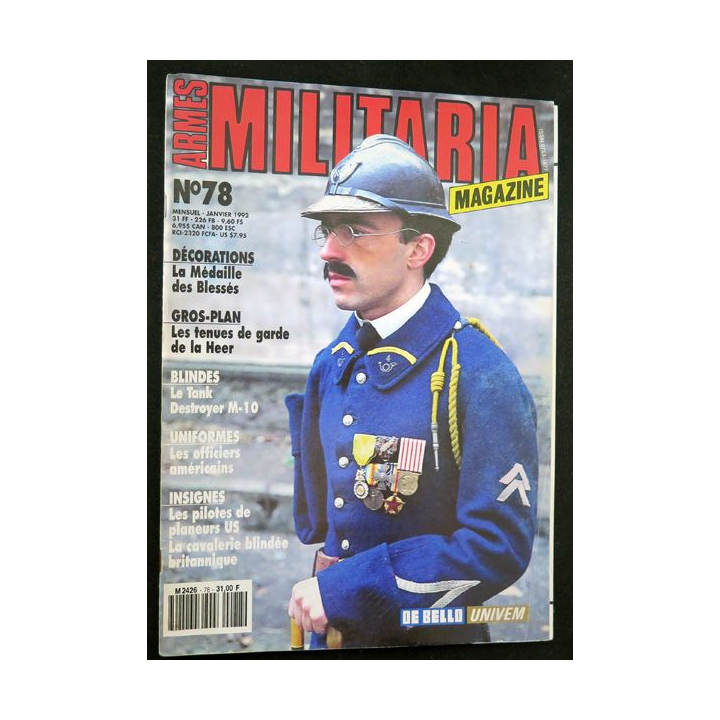 ARMES MILITARIA Magazine n° 78 de janvier 1992 sur la médaille des blessés